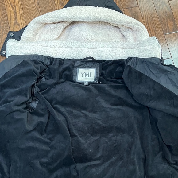 YMI Black Puffer Jacket with Detachable Hood - Picture 7 of 8